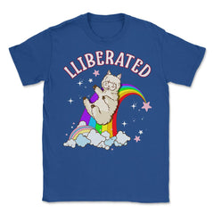 Rainbow Llama Gay Pride Funny Gift print Unisex T-Shirt - Royal Blue