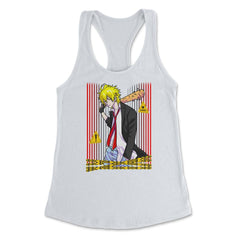 Bad Anime Boy Baseball Bat Streetwear graphic Women's Racerback Tank - White