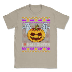 Spooky Jack O-Lantern Ugly Halloween Sweater Unisex T-Shirt - Cream