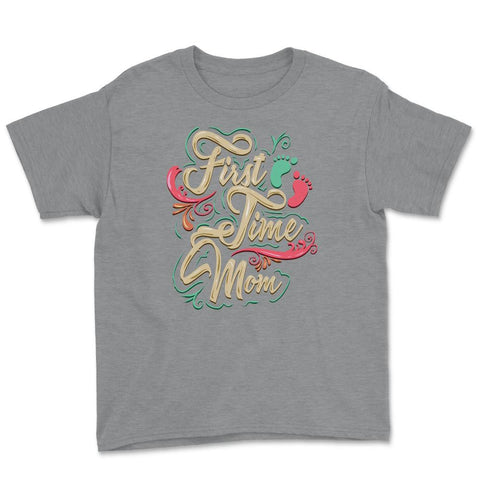 First Time Mom Youth Tee - Grey Heather