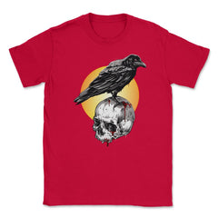 Raven & Skull Circle of Death Halloween T-Shirt Unisex T-Shirt - Red