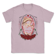 Gothic Skull & Roses Creepy Skull Scary Grunge print Unisex T-Shirt - Light Pink