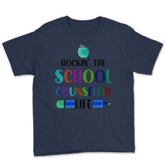 Funny Rockin' The School Counselor Life Pencil Apple Gag design Youth - Navy