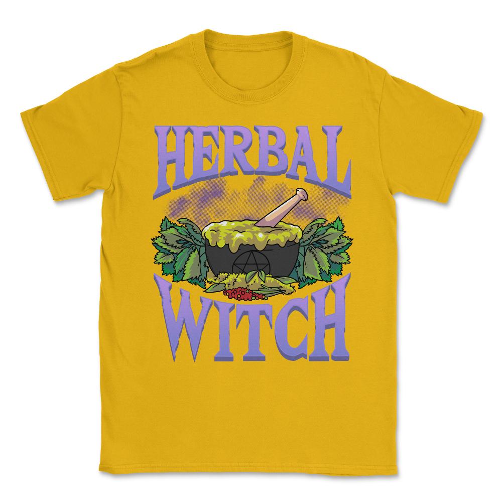 Herbal Witch Funny Apothecary & Herbalism Humor design Unisex T-Shirt - Gold