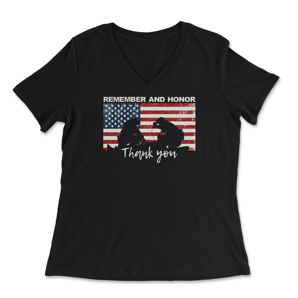 Remember& Honor Thank You First Responders Patriotic Tribute product - Women's V-Neck Tee - Black