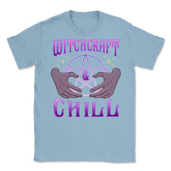 Witchcraft and Chill Occult Pentagram Halloween Unisex T-Shirt - Light Blue