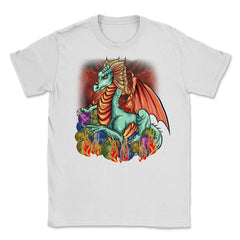Knitting Dragon with Yarn Balls Fantasy Art graphic Unisex T-Shirt - White
