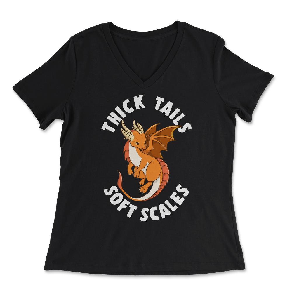 Thick Tails Soft Scales Dragon Cute Design product - Women's V-Neck Tee - Black