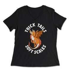 Thick Tails Soft Scales Dragon Cute Design product - Women's V-Neck Tee - Black
