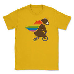 Rainbow Flag Bear Hero Gay Pride print Unisex T-Shirt - Gold