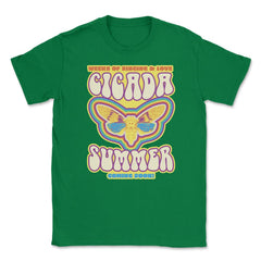 Cicada Summer Retro Vintage Art Meme design Unisex T-Shirt - Green