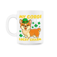 Saint Patty's Day Theme Irish Corgi Dog Funny Humor Gift design - 11oz Mug - White