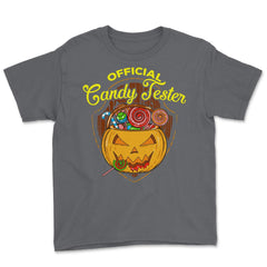 Official Candy Tester Trick or Treat Halloween Fun Youth Tee - Smoke Grey