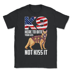 K9 Unit American Flag Patriotic German Shepherd print - Unisex T-Shirt - Black