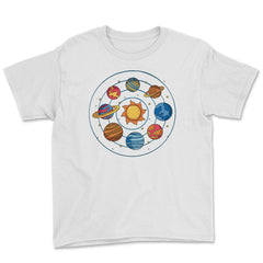 Solar System Planets Funny Planets Pluto Included Gift graphic Youth - White