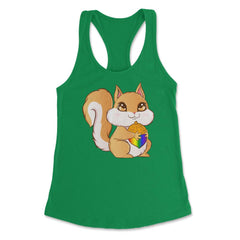 Gay Pride Kawaii Squirrel with Rainbow Nut Funny Gift design Women's - Kelly Green