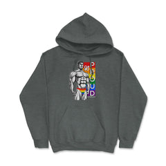 Proud of Who I am Gay Pride Muscle Man Gift graphic Hoodie - Dark Grey Heather