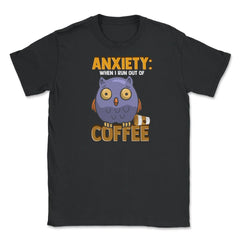 Owl and Coffee Funny Humor graphic Unisex T-Shirt - Black