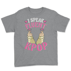 I speak Fluent K-Pop Korean Love Sign Fingers for Music Fans print - Grey Heather