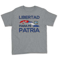 Libertad Para Mi Patria Cuban Map, Flag & National Emblem print Youth - Grey Heather
