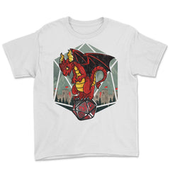 Dragon Sitting On A Dice Mythical Creature For Fantasy Fans design - White