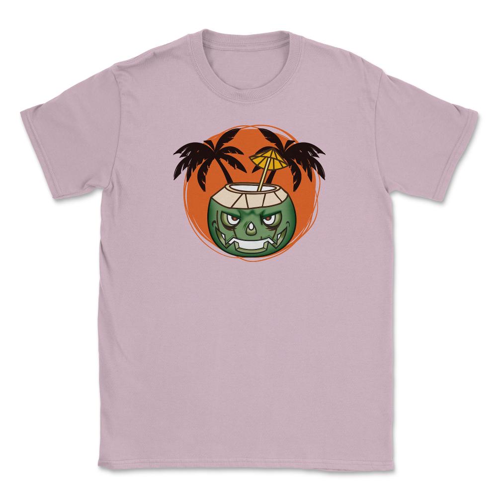 Hawaiian Halloween Coconut Face Jack O Lantern Scary print Unisex - Light Pink