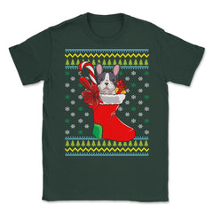Bulldog Ugly Christmas Sweater Funny Humor Unisex T-Shirt - Forest Green