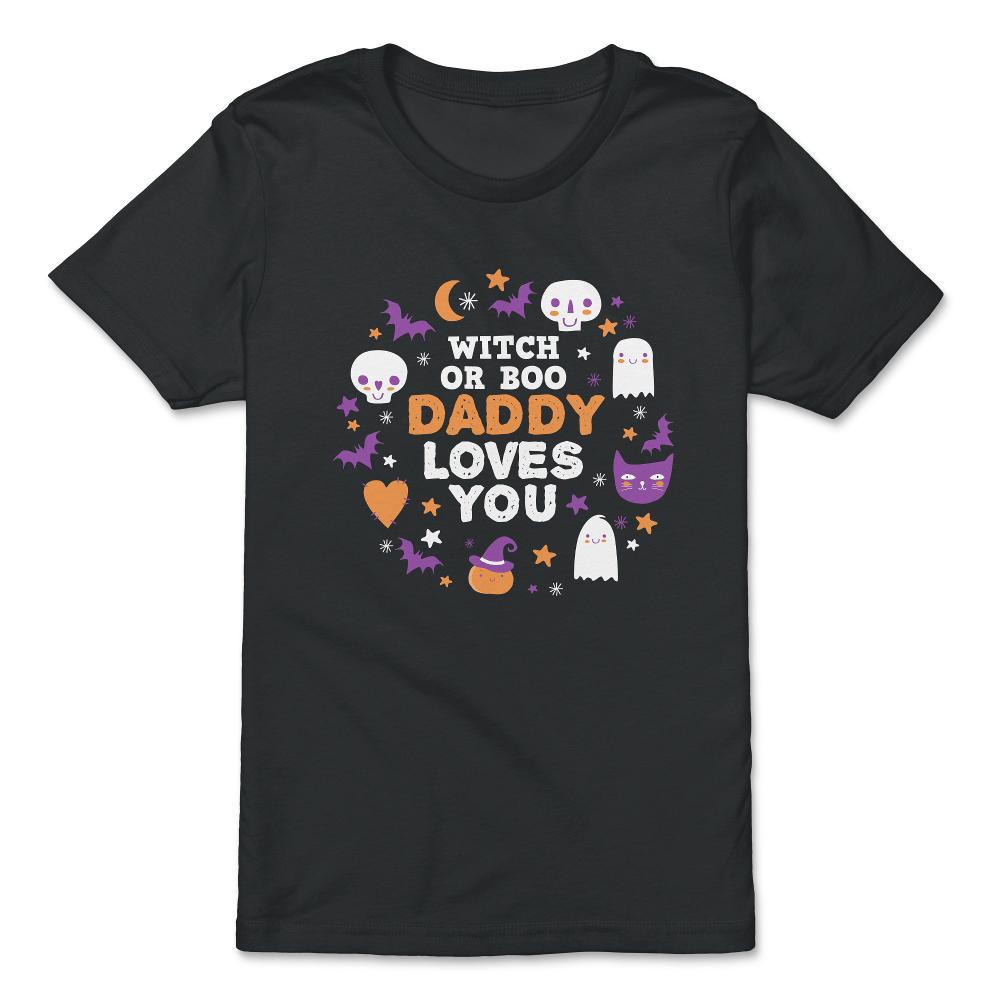 Witch or Boo Daddy Loves You Halloween Reveal graphic - Premium Youth Tee - Black