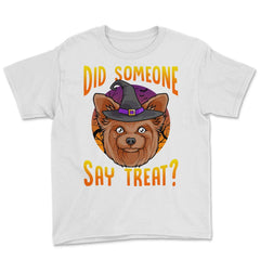 Did Someone Say Treat? Funny Yorkie Halloween Costume Design product - White