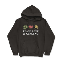 Peace, Love And Ginseng Funny Ginseng Meme Retro Vintage graphic - Hoodie - Black