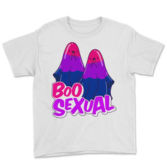 Boo Sexual Bisexual Ghost Pair Pun for Halloween print Youth Tee - White