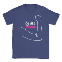 Girl Power Flexing Arm T-Shirt Feminism Shirt Top Tee Gift Unisex - Purple