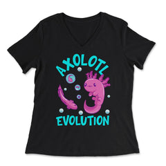 Funny Axolotl Lover Mexican Salamander Evolution design - Women's V-Neck Tee - Black