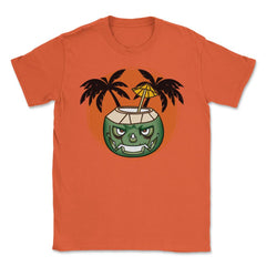 Hawaiian Halloween Coconut Face Jack O Lantern Scary graphic Unisex - Orange