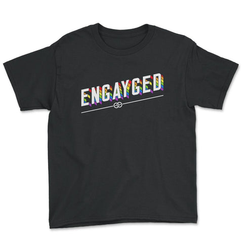 Engayged Rainbow Flag Gay Pride Engaged Design product Youth Tee - Black