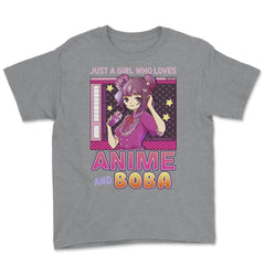 Just A Girl Who Loves Anime And Boba Gift Bubble Tea Gift graphic - Grey Heather
