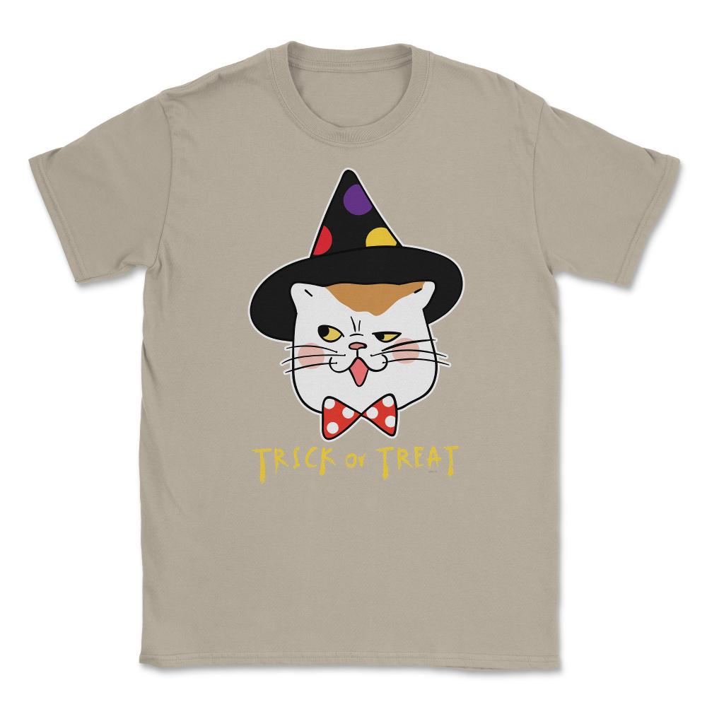 Trick or Treat Cat Face Funny Halloween costume Unisex T-Shirt - Cream