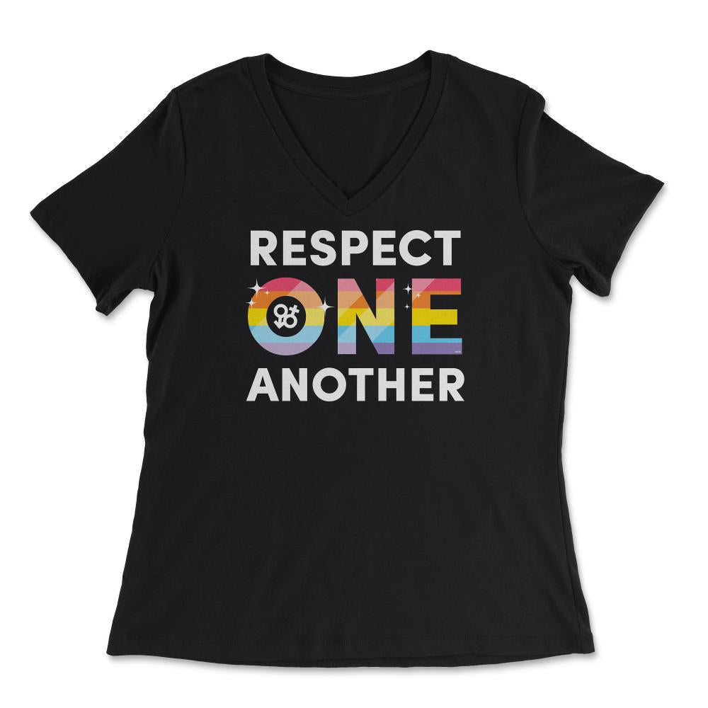 LGBTQ Respect One Another Pride Equality Gift design - Women's V-Neck Tee - Black