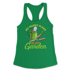 My Happy Place is my Garden Cute Gardening graphic Women's Racerback - Kelly Green
