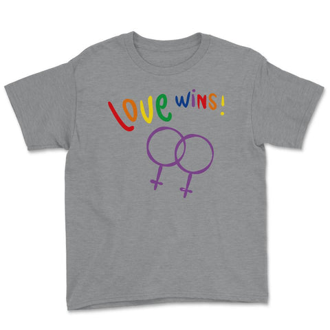 Love wins! Women t-shirt Gay Pride Month Shirt Tee Gift Youth Tee - Grey Heather
