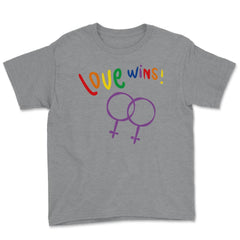 Love wins! Women t-shirt Gay Pride Month Shirt Tee Gift Youth Tee - Grey Heather