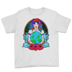 Mother Earth Guardian Holding the Planet Gift for Earth Day graphic - White