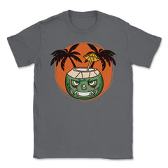 Hawaiian Halloween Coconut Face Jack O Lantern Scary graphic Unisex - Smoke Grey