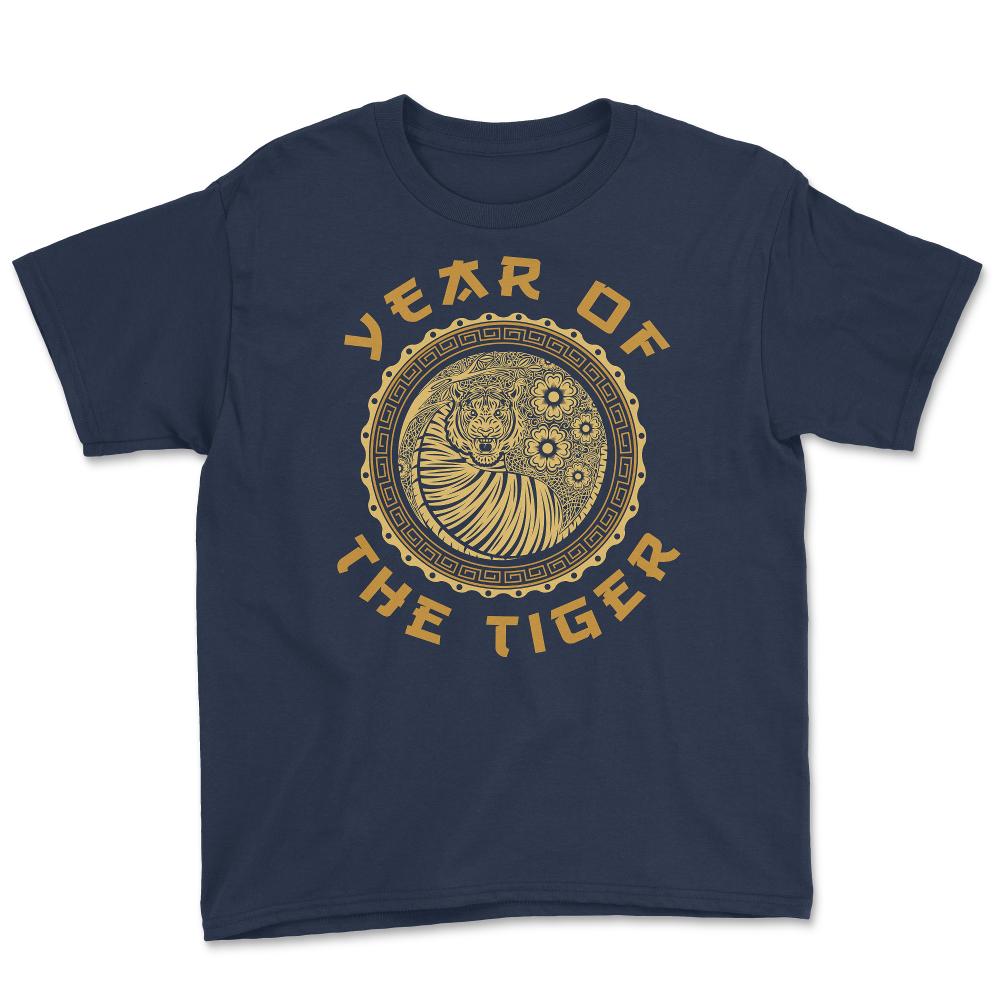 Year of the Tiger 2022 Chinese Golden Color Tiger Circle design Youth - Navy