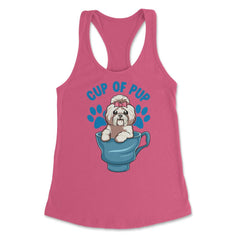 Shih Tzu Cup of Pup Cute Funny Puppy graphic Women's Racerback Tank - Hot Pink