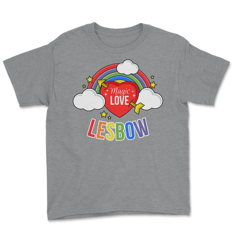Lesbow Rainbow Heart Gay Pride Month t-shirt Shirt Tee Gift Youth Tee - Grey Heather