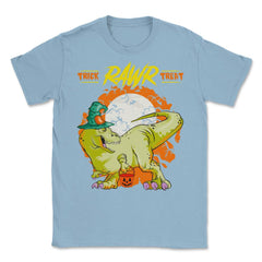 Trick Roar Treat Halloween Funny T-Rex Dinosaur Unisex T-Shirt - Light Blue
