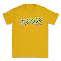 Peace Vibes Only Words Colorful Peace Day Design print Unisex T-Shirt - Gold