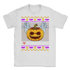 Spooky Jack O-Lantern Ugly Halloween Sweater Unisex T-Shirt - White
