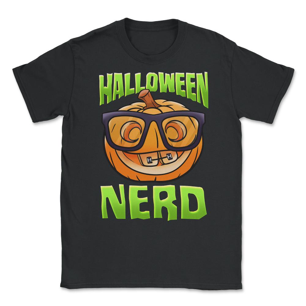 Halloween Nerd Funny Jack O-Lantern with Eyeglasse Unisex T-Shirt - Black